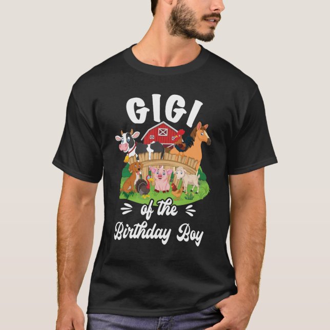 Gigi Of The Birthday Boy Party Cow Farm 1st Birthd T-Shirt (Front)