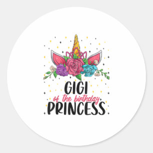 Gigi of the Birthday Girl Unicorn Bday Girl Party Classic Round Sticker