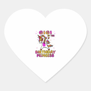 Gigi Of The Birthday Princess Girl - Grandma Dabbi Heart Sticker