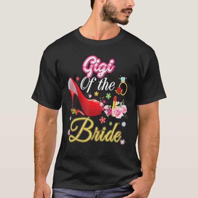 Gigi Of The Bride Happy Wedding Flower Pink Shoe M T-Shirt (Front)