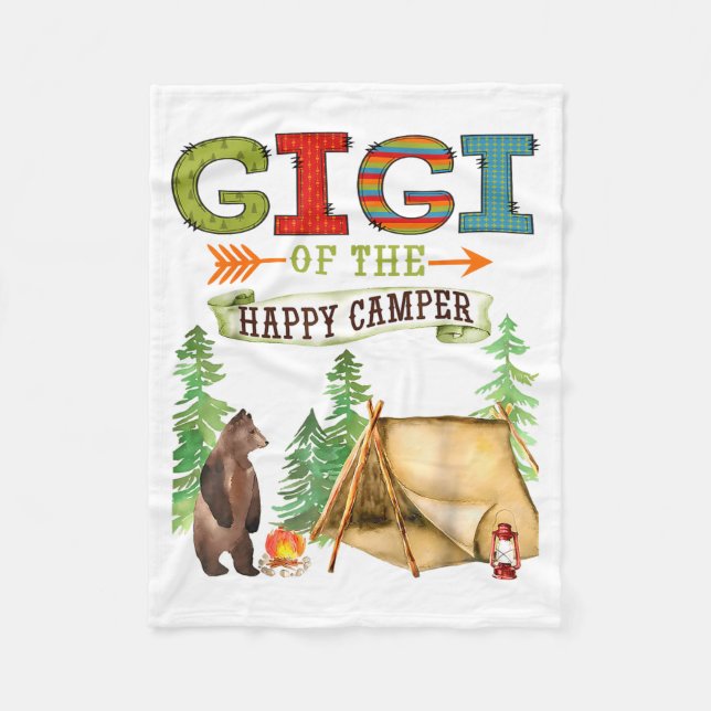 Gigi Of The Happy Camper First Birthday Camng  Fleece Blanket (Front)