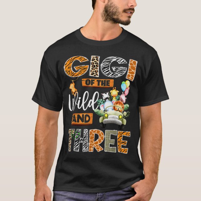 Gigi Of The Wild And Three 3rd Birthday Boy Safari T-Shirt (Front)