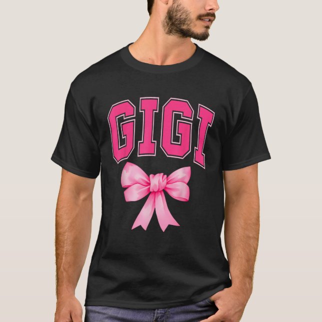 Gigi Pink Coquette Bow Mother s Day Matching Famil T-Shirt (Front)