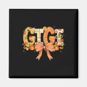 Gigi Pumpkin Fall Coquette Bow Thanksgiving Mom Wo Magnet