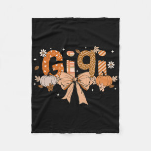 Gigi Pumpkin Fall Coquette Bow Thanksgiving Mum Wo Fleece Blanket