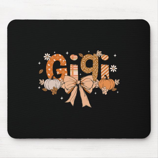Gigi Pumpkin Fall Coquette Bow Thanksgiving Mum Wo Mouse Mat (Front)