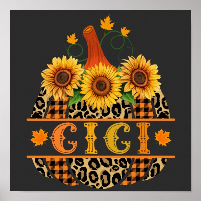 GiGi Pumpkin Leopard Print Sunflower Buffalo Plaid (Front)