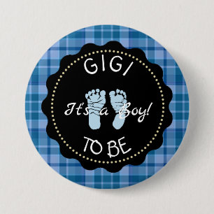 GIGI  to be  Blue Plaid Baby Shower button