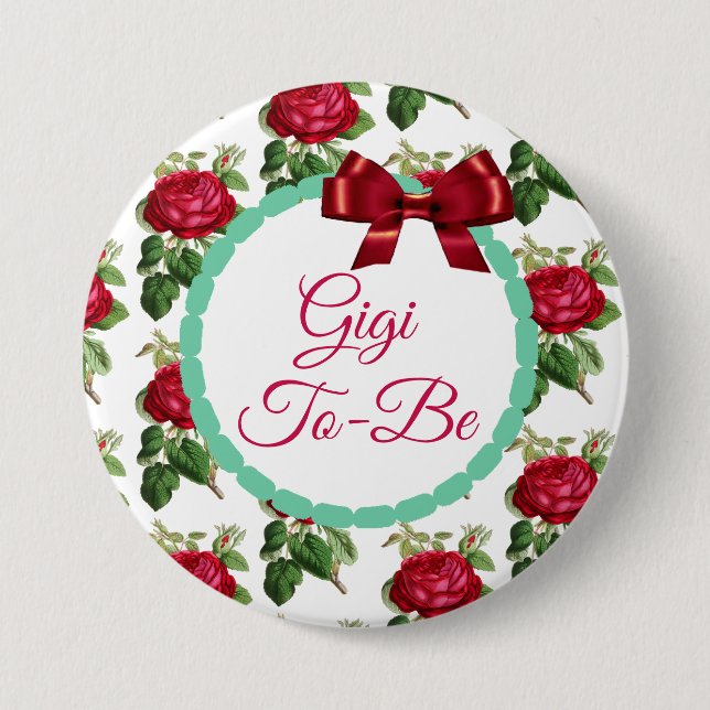 Gigi to be Floral Chic Burgundy Roses Button (Front)