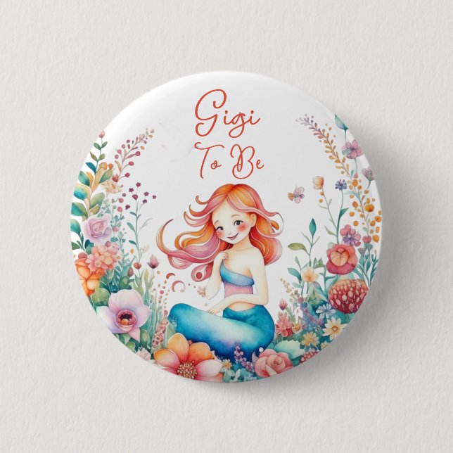 Gigi To Be Mermaid Baby Shower  6 Cm Round Badge (Front)
