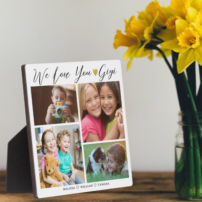 Gigi We Love You | Grandkids 4 Photo Collage Plaque (Creator Uploaded)
