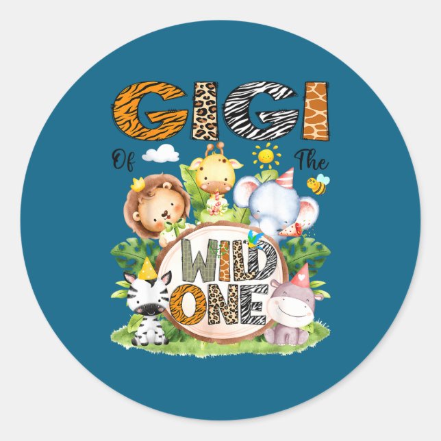 Gigi Wild 1st Birthday Safari Classic Round Sticker (Front)