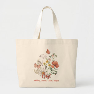 Gigi Wildflower Floral Personalised Custom Tote Ba