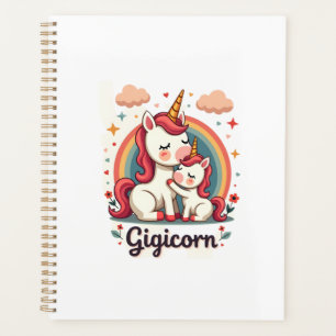 Gigicorn Vintage Unicorn Mum and Baby Rainbow Cute Planner