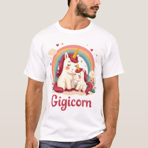 Gigicorn Vintage Unicorn Mum and Baby Rainbow Cute T-Shirt