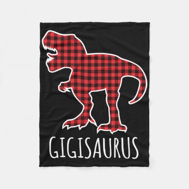 Gigisaurus Buffalo Plaid Dinosaur Funny Matching C Fleece Blanket (Front)