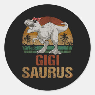 Gigisaurus T Rex Dinosaur Gigi Saurus Mother's Day Classic Round Sticker