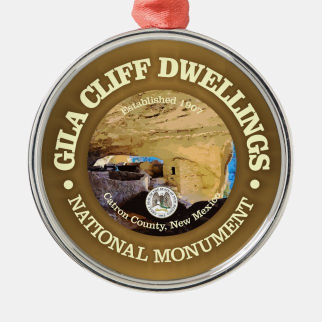 Gila Cliff Dwellings (NM) Metal Tree Decoration (Front)