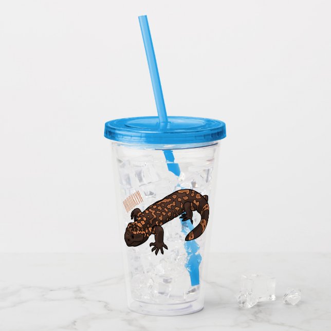 Gila monster cartoon illustration acrylic tumbler (Front Ice)