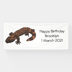Gila monster cartoon illustration banner