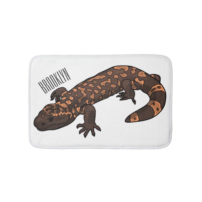 Gila monster cartoon illustration bath mat (Front)