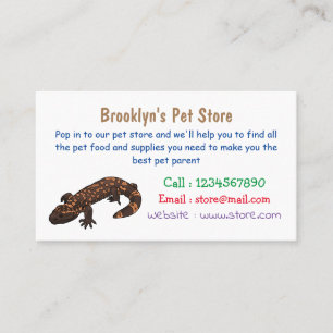 Gila monster cartoon illustration business card