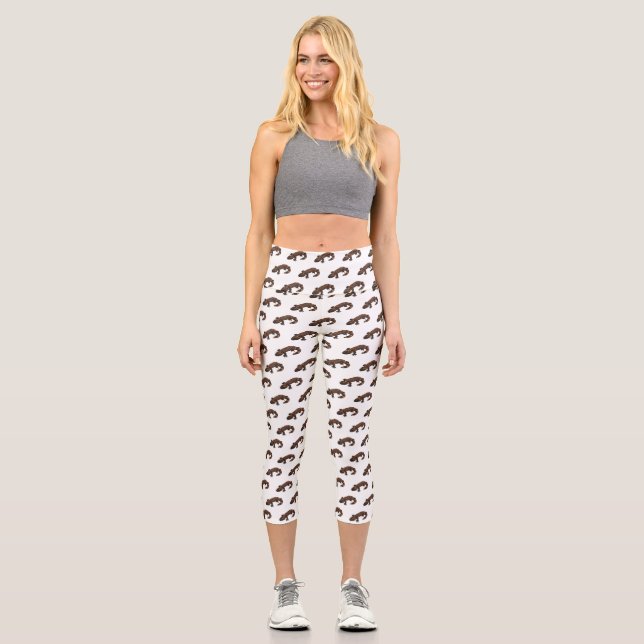 Gila monster cartoon illustration capri leggings (Front)