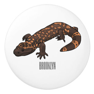 Gila monster cartoon illustration ceramic knob