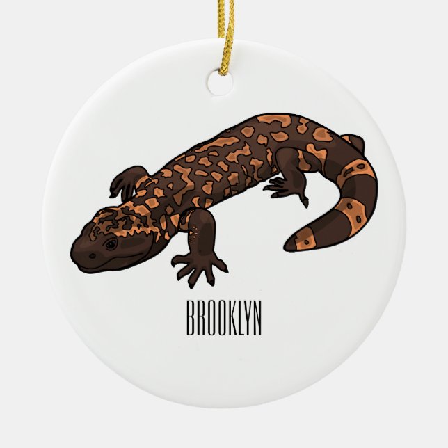 Gila monster cartoon illustration ceramic tree decoration (Front)