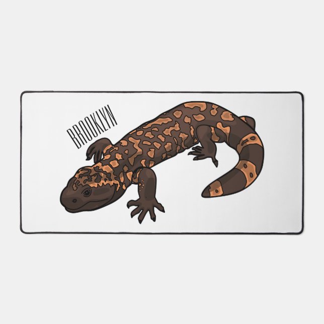 Gila monster cartoon illustration desk mat (Front)