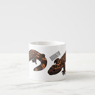 Gila monster cartoon illustration espresso cup