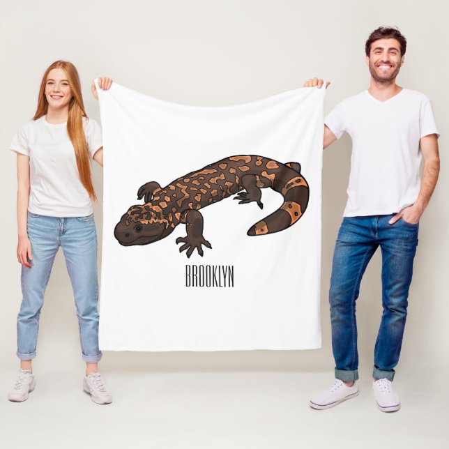 Gila monster cartoon illustration fleece blanket (In Situ)