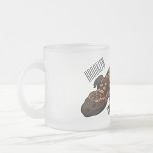 Gila monster cartoon illustration frosted glass coffee mug