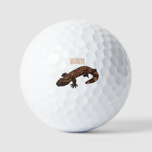 Gila monster cartoon illustration golf balls
