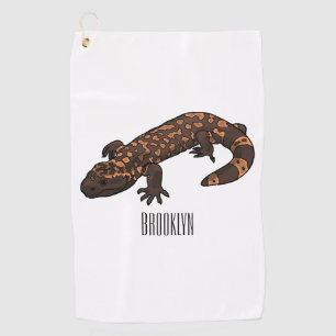 Gila monster cartoon illustration golf towel