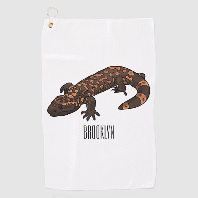 Gila monster cartoon illustration golf towel (Front)