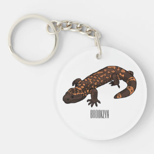 Gila monster cartoon illustration key ring