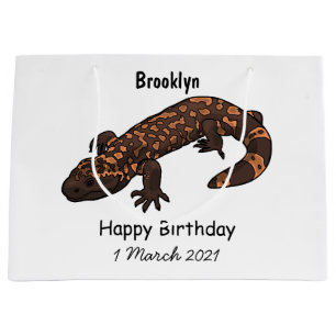 Gila monster cartoon illustration large gift bag