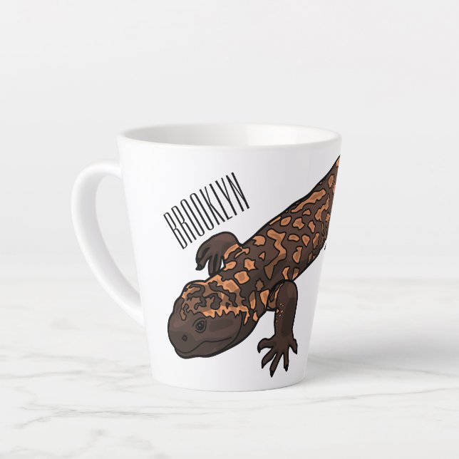 Gila monster cartoon illustration latte mug (Left Angle)