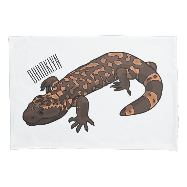 Gila monster cartoon illustration pillowcase (Front)