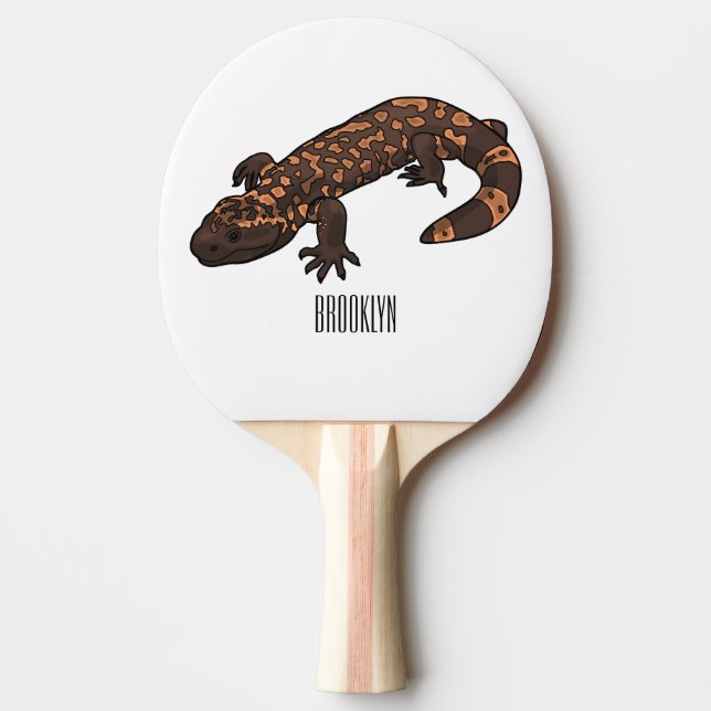 Gila monster cartoon illustration ping pong paddle (Front)