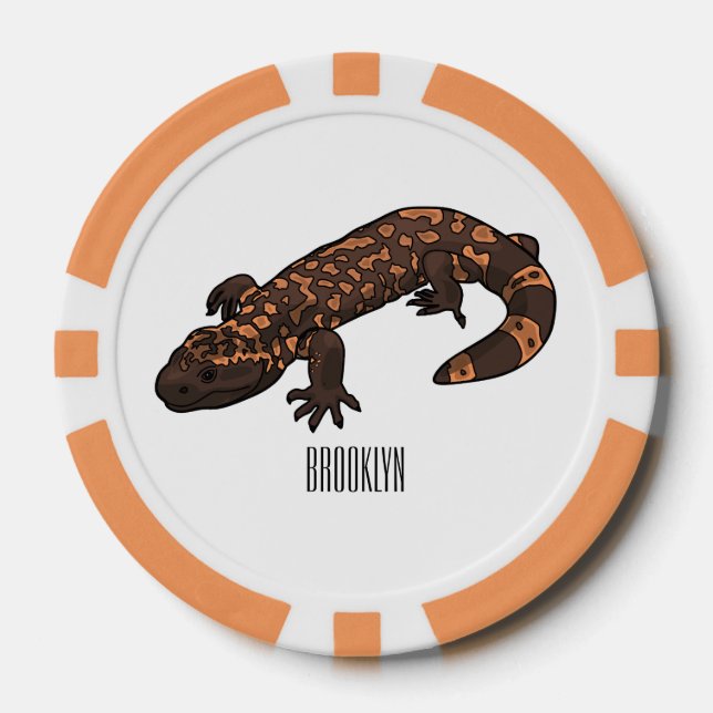 Gila monster cartoon illustration poker chips (Front)