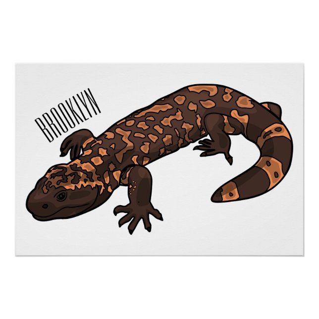 Gila monster cartoon illustration poster (Front)