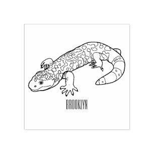 Gila monster cartoon illustration rubber stamp