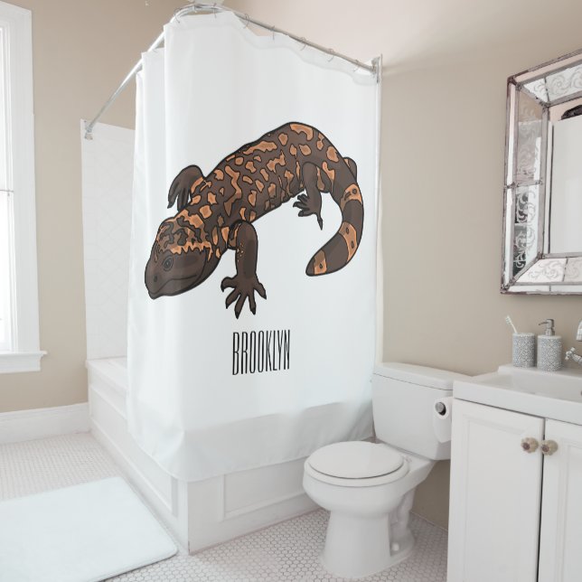 Gila monster cartoon illustration shower curtain (In Situ)