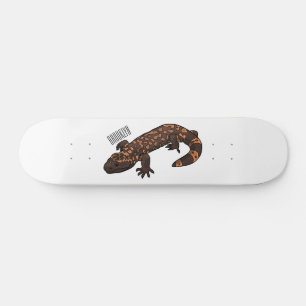 Gila monster cartoon illustration skateboard