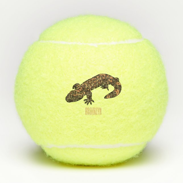 Gila monster cartoon illustration tennis balls (Front)