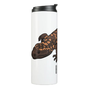 Gila monster cartoon illustration thermal tumbler