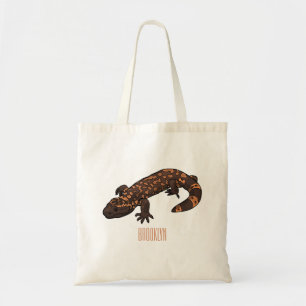 Gila monster cartoon illustration tote bag