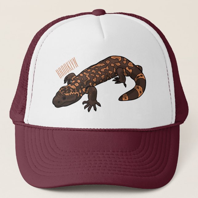 Gila monster cartoon illustration trucker hat (Front)